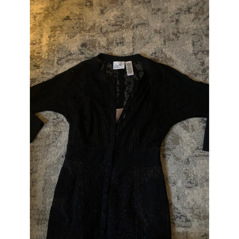 Anthropologie Byron Lars Beguile Mona Black Lace Button Front‎ Dress Lace Size 2 - Picture 8 of 14